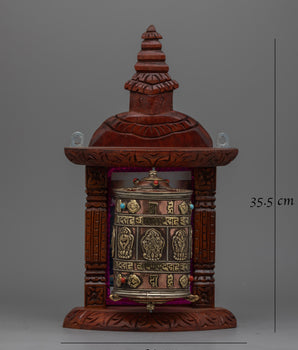 Tibetan Prayer Wheel Charm | Handmade Buddhist Talisman with Detailed Craftsmanship