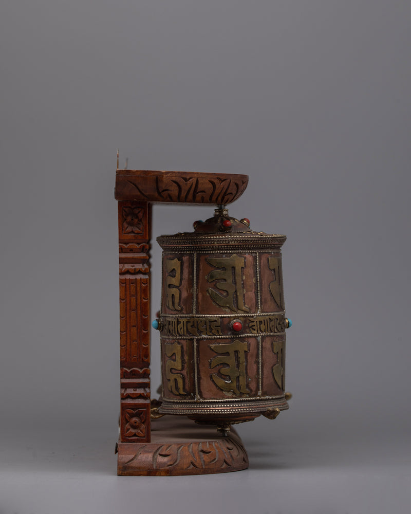 3-in-1 Buddhist Prayer Wheels with Wooden Wall Mount | Enhance Your Meditation Space