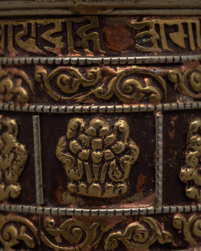 Tibetan Buddhist Prayer Spinning Wheel | Sacred Tool for Spiritual Devotion and Meditation