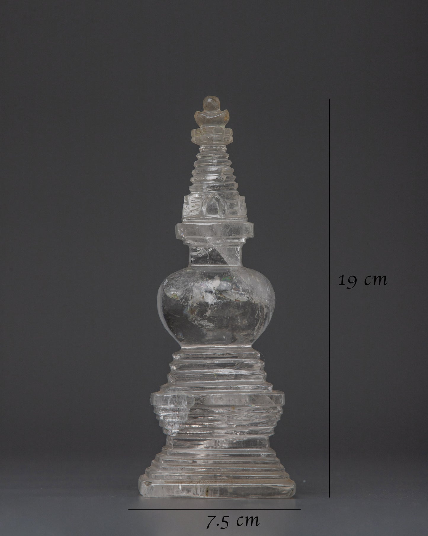 Handcrafted Crystal Buddhist Stupa | Sacred Monument for Meditation and Peace