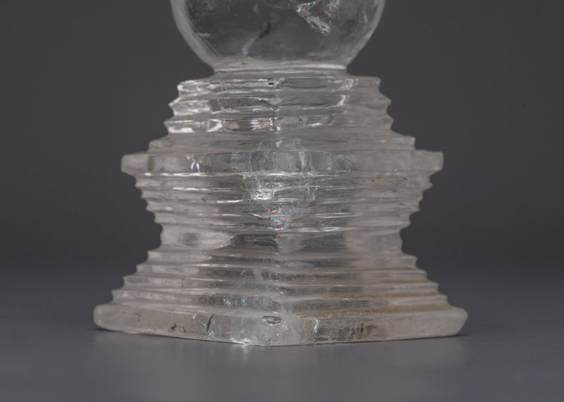 Handcrafted Crystal Buddhist Stupa | Sacred Monument for Meditation and Peace