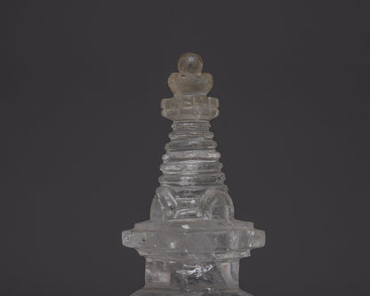 Handcrafted Crystal Buddhist Stupa | Sacred Monument for Meditation and Peace