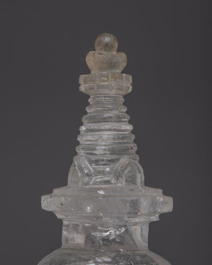 Handcrafted Crystal Buddhist Stupa | Sacred Monument for Meditation and Peace