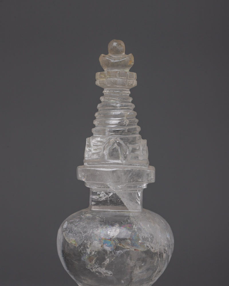 Handcrafted Crystal Buddhist Stupa | Sacred Monument for Meditation and Peace