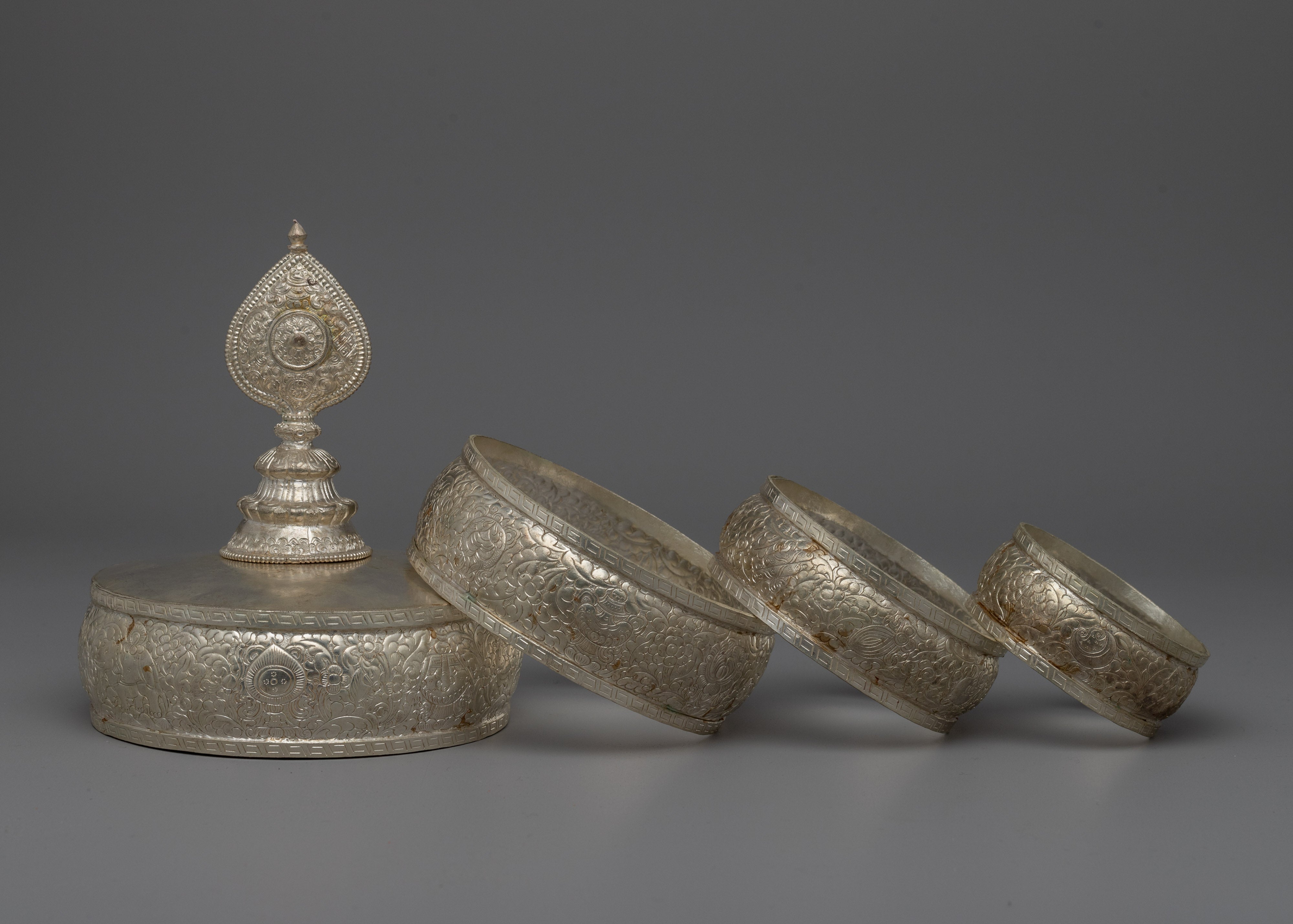 Mandala Silver Offering Set | Exquisite Craftsmanship for Your Sacred Rituals