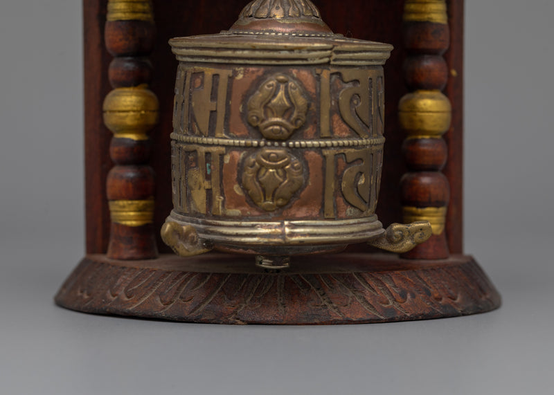 Wooden Tibetan Prayer Wheel | Perfect for Meditative Practices and Sacred Rituals