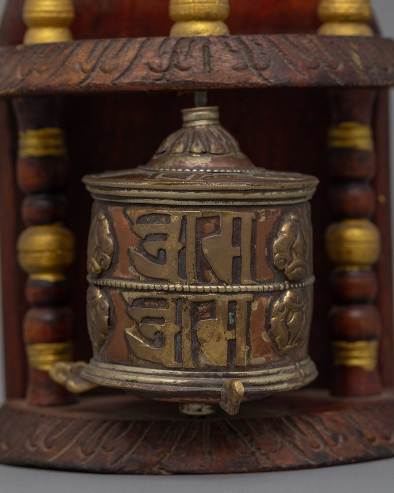 Wooden Tibetan Prayer Wheel | Perfect for Meditative Practices and Sacred Rituals