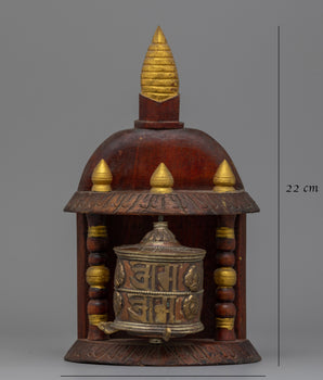 Wooden Tibetan Prayer Wheel | Perfect for Meditative Practices and Sacred Rituals
