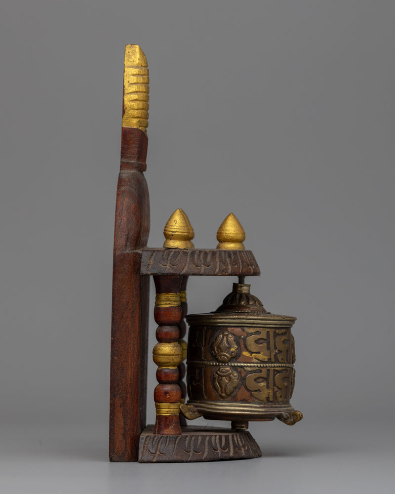 Wooden Tibetan Prayer Wheel | Perfect for Meditative Practices and Sacred Rituals