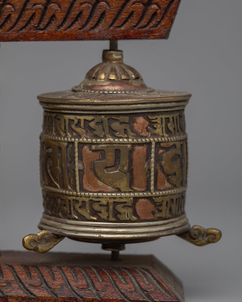 Wood Prayer Wheel Nepal Hand Carved | Hand-made Elegance for Spiritual Practice and Meditation