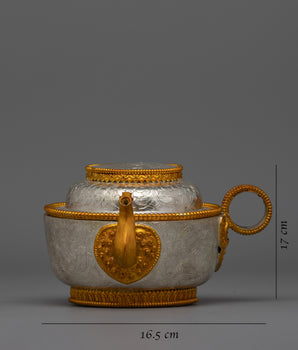 Buddhist Water Offering Bowl Set for Jambhala | Featuring Electro Gold and Silver Plating for Ceremonial Elegance