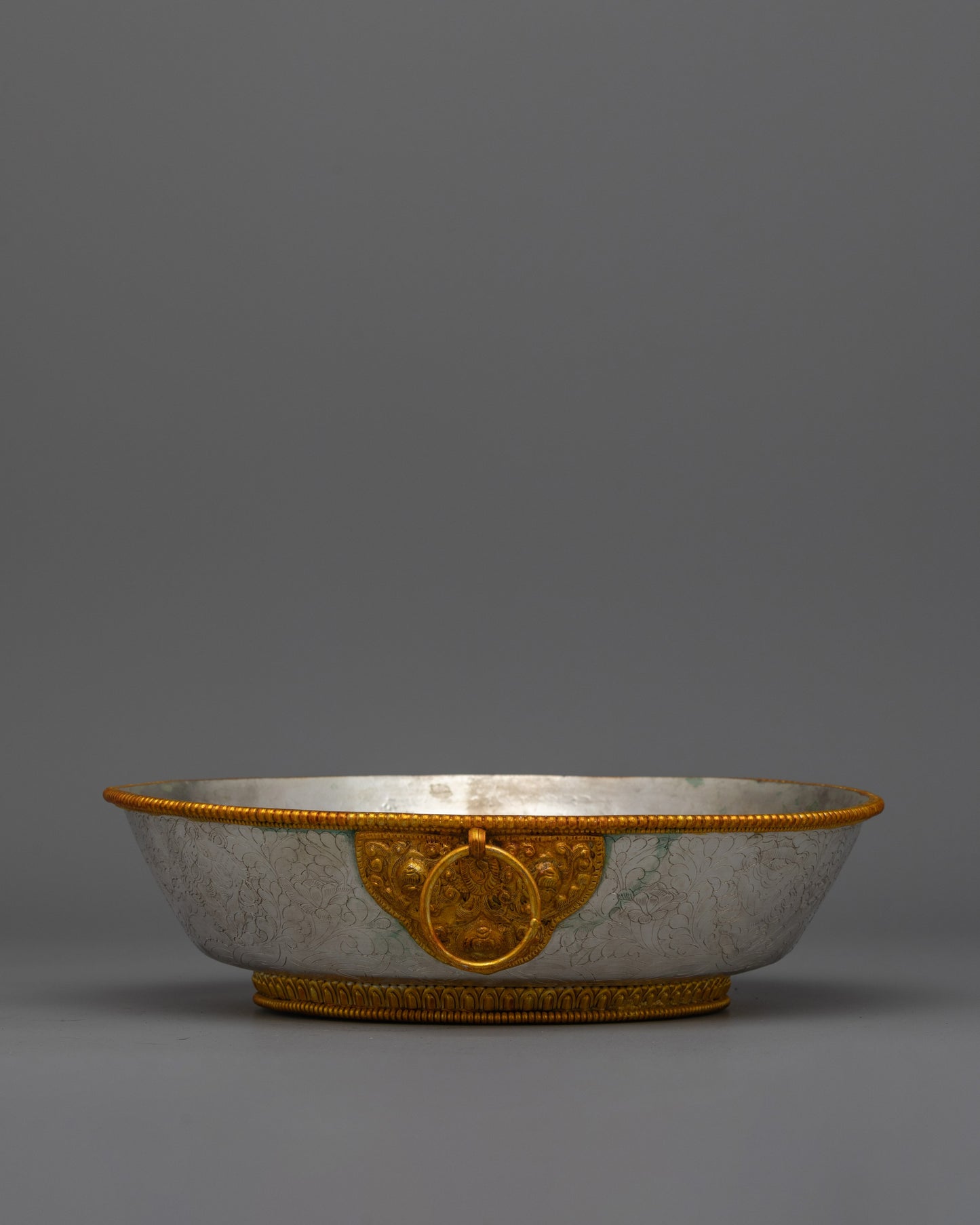 Buddhist Water Offering Bowl Set for Jambhala | Featuring Electro Gold and Silver Plating for Ceremonial Elegance