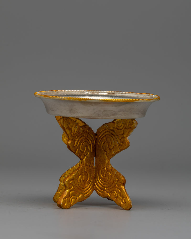 Buddhist Water Offering Bowl Set for Jambhala | Featuring Electro Gold and Silver Plating for Ceremonial Elegance