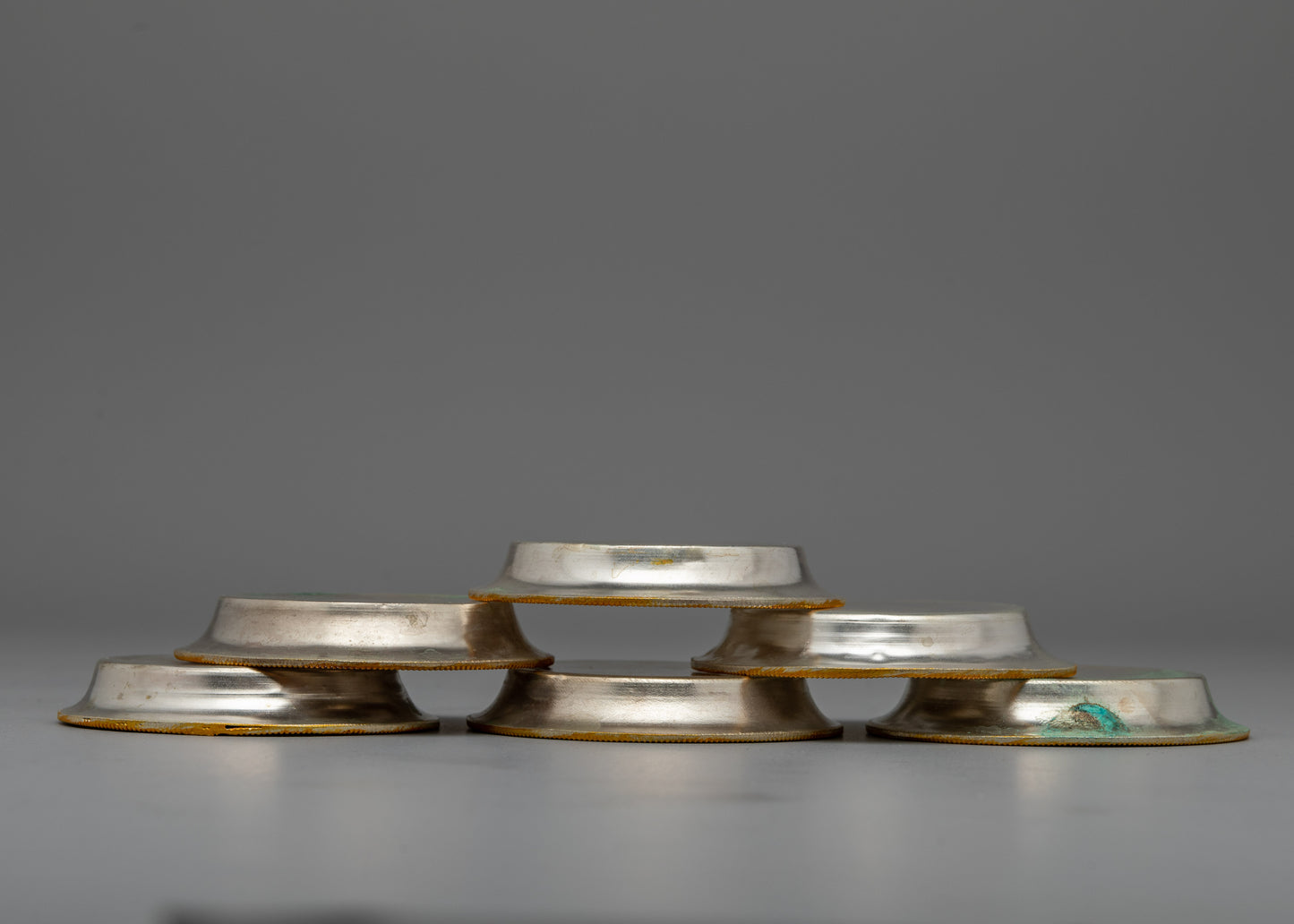 Buddhist Water Offering Bowl Set for Jambhala | Featuring Electro Gold and Silver Plating for Ceremonial Elegance