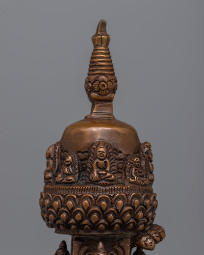 Handcrafted Oxidized Copper Stupa | Perfect for Enhancing Your Sacred Space