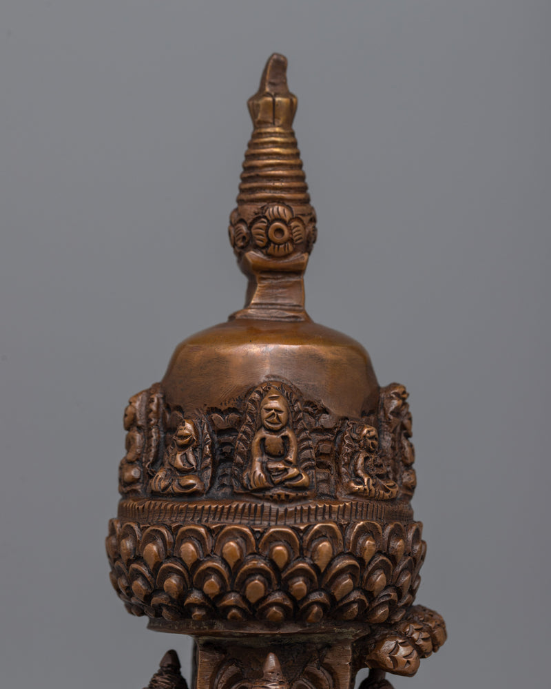 Handcrafted Oxidized Copper Stupa | Perfect for Enhancing Your Sacred Space