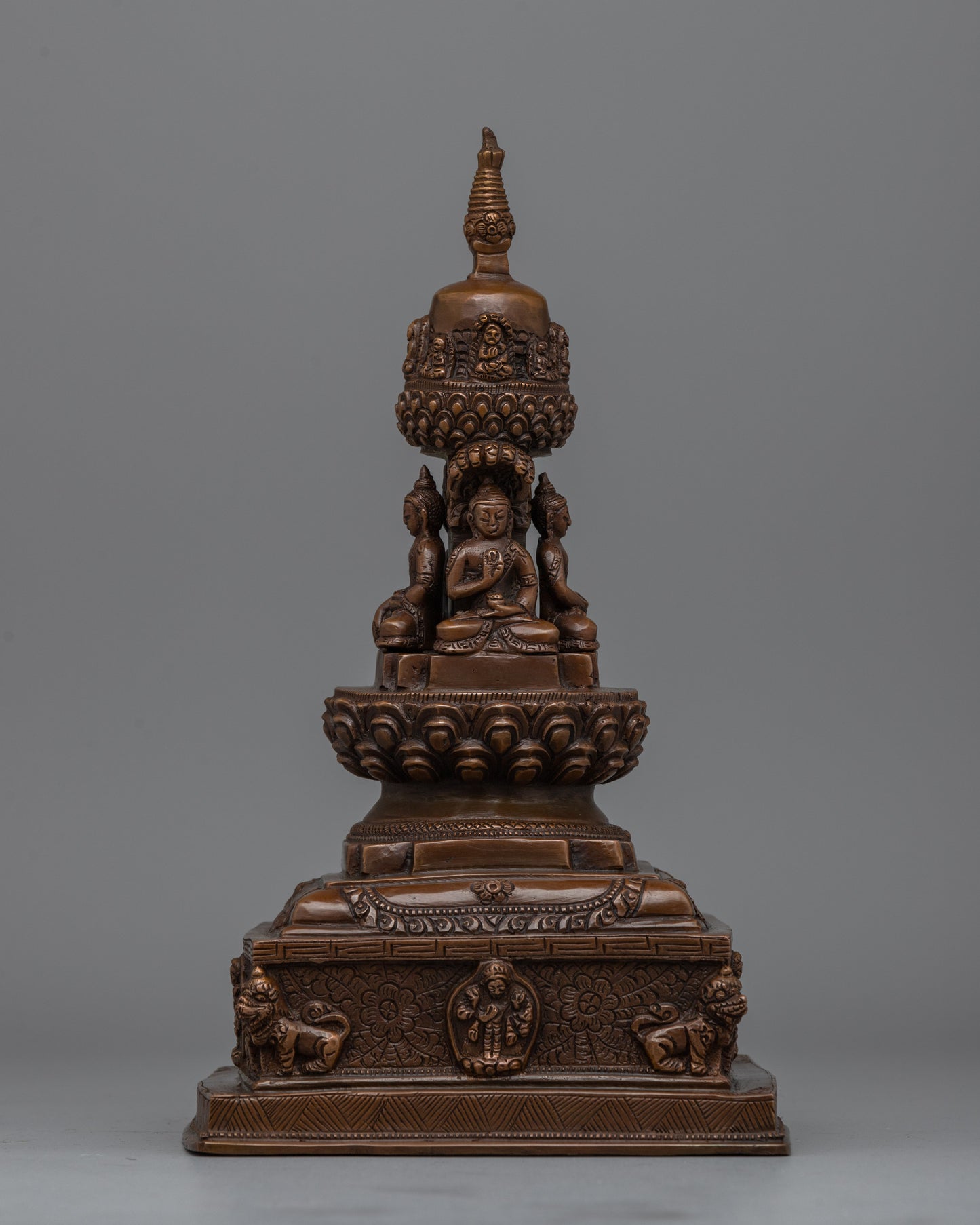 Handcrafted Oxidized Copper Stupa