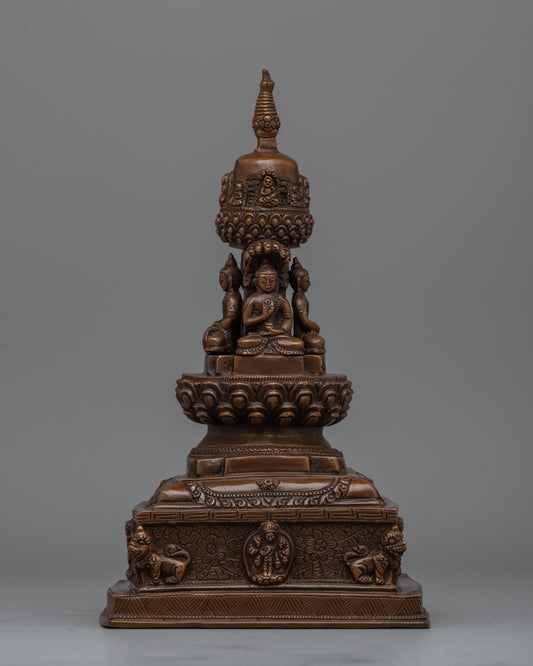 Handcrafted Oxidized Copper Stupa