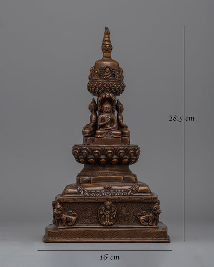 Handcrafted Oxidized Copper Stupa | Perfect for Enhancing Your Sacred Space