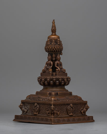 Handcrafted Oxidized Copper Stupa | Perfect for Enhancing Your Sacred Space