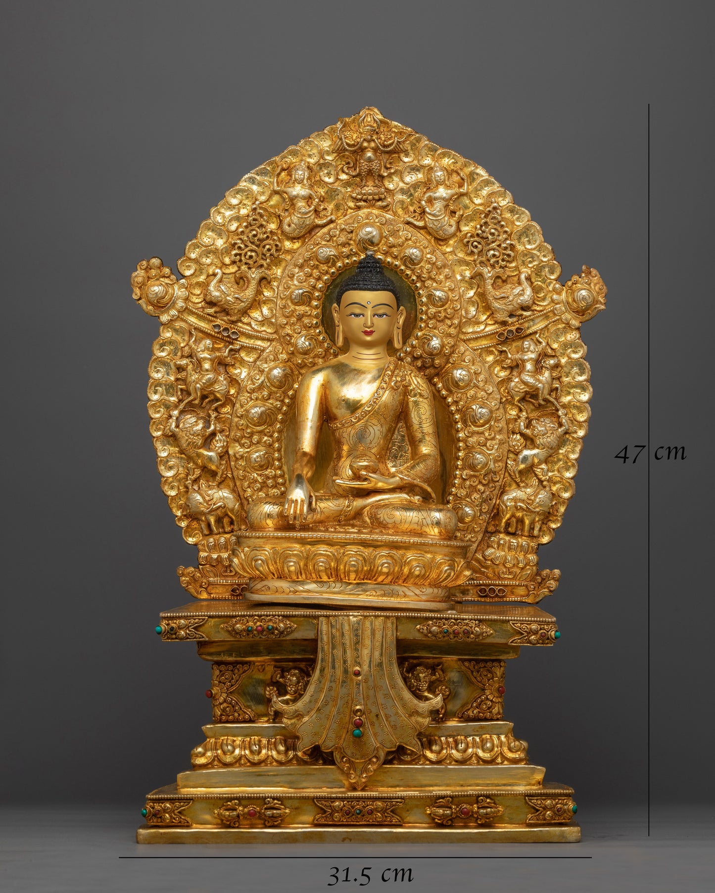 Shakyamuni Buddha Buddha Statue With Throne | Artfully Crafted for Enhanced Spiritual Reflection