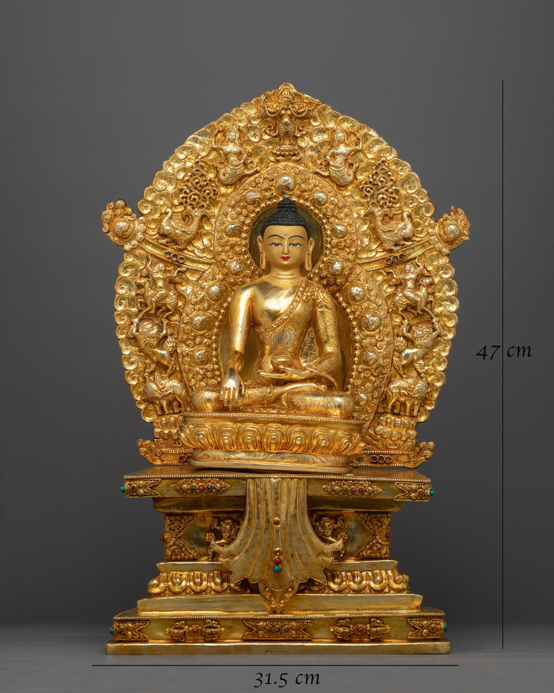 Shakyamuni Buddha Buddha Statue With Throne | Artfully Crafted for Enhanced Spiritual Reflection