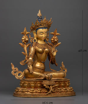 Green Tara a Handmade Nepalese Statue | Embodiment of Compassion and Action