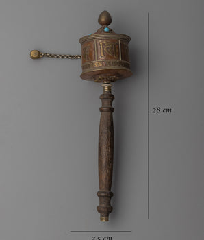 Wooden Handle Prayer Wheel | Perfect for Your Altar or Meditation Space
