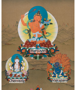 Tibetan Thangka of Wisdom Buddha Manjushri | Guardian of Knowledge and Enlightenment