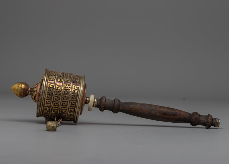 Mantra HandHeld Prayer Wheel | Handcrafted with Authentic Tibetan Symbols for Meditation Practice