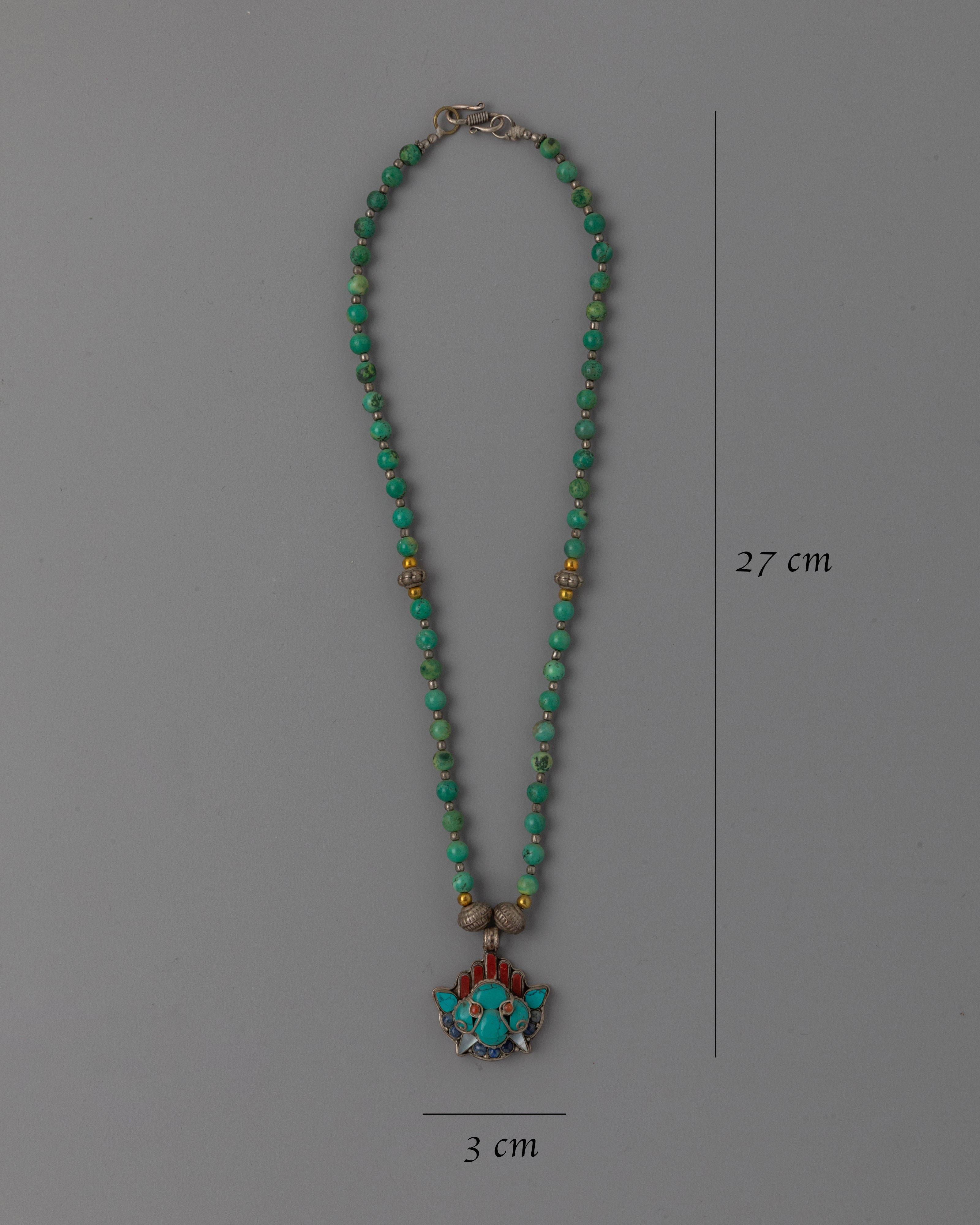 Silver Beaded Locket with Turquoise | Jewelry with Intricate Details