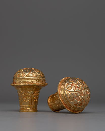 Gold plated Thangka Brocade Knob | Perfect for Displaying Tibetan Thangkas