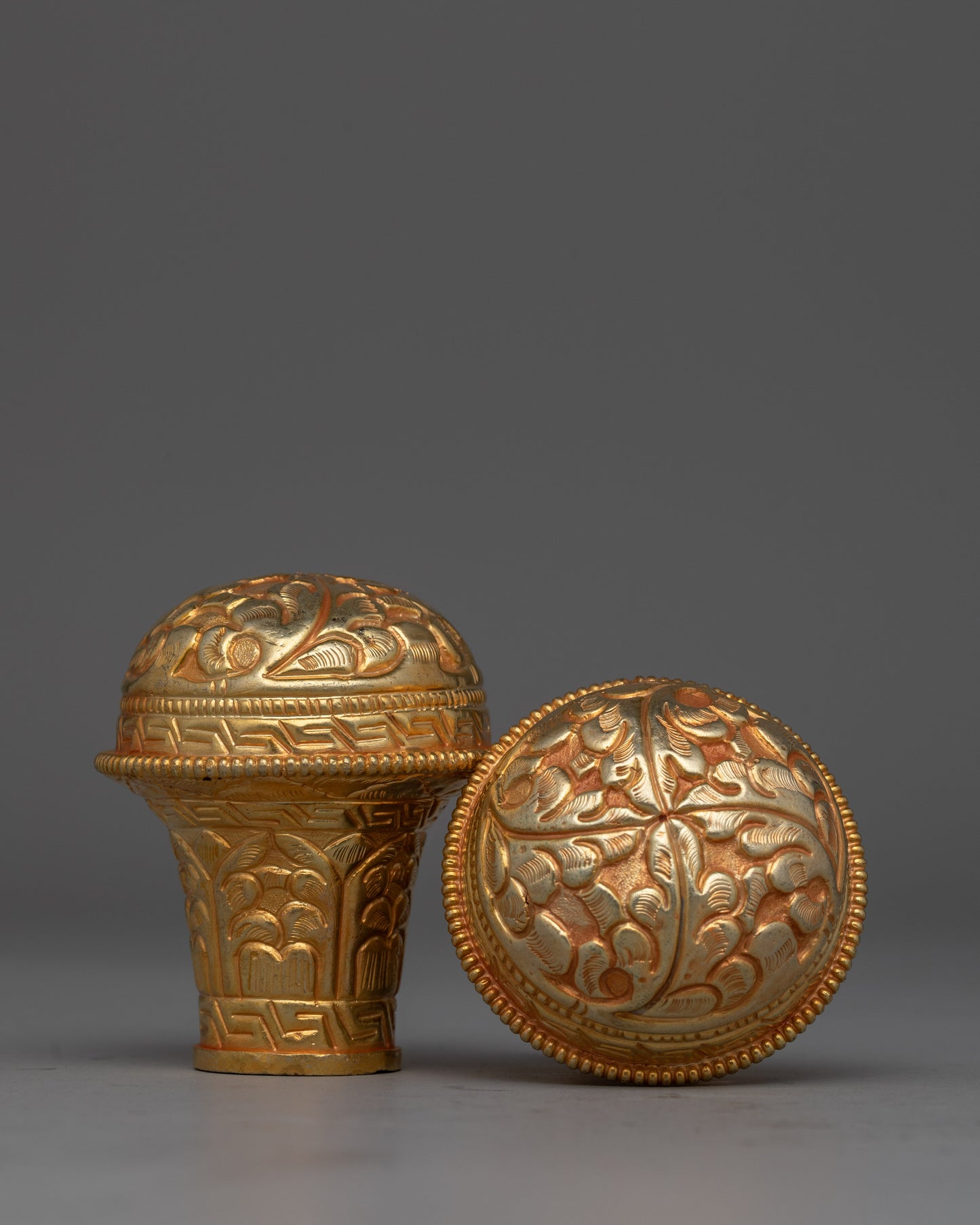 Gold plated Thangka Brocade Knob | Perfect for Displaying Tibetan Thangkas