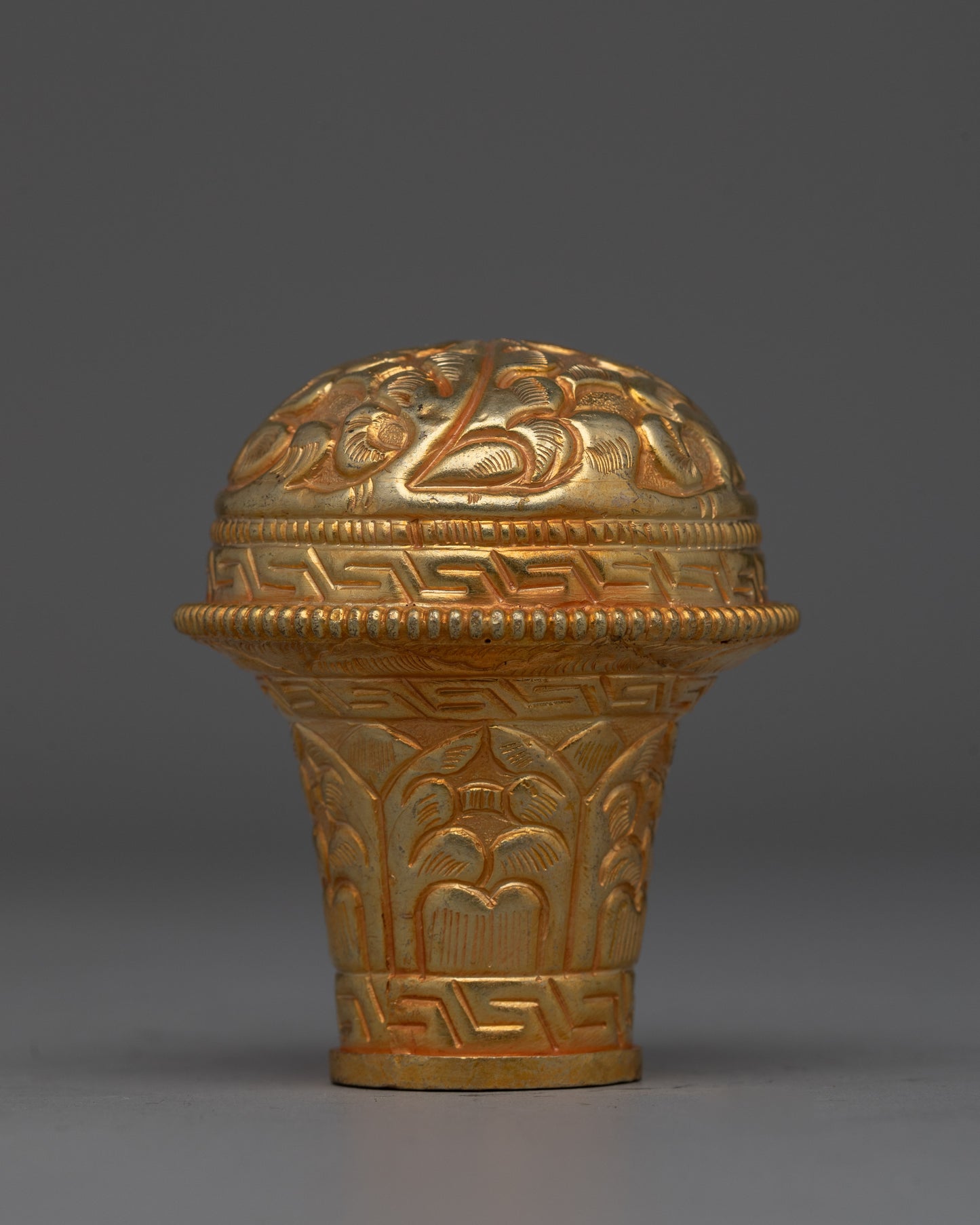 Gold plated Thangka Brocade Knob | Perfect for Displaying Tibetan Thangkas