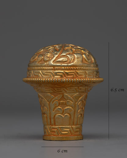 Gold plated Thangka Brocade Knob | Perfect for Displaying Tibetan Thangkas