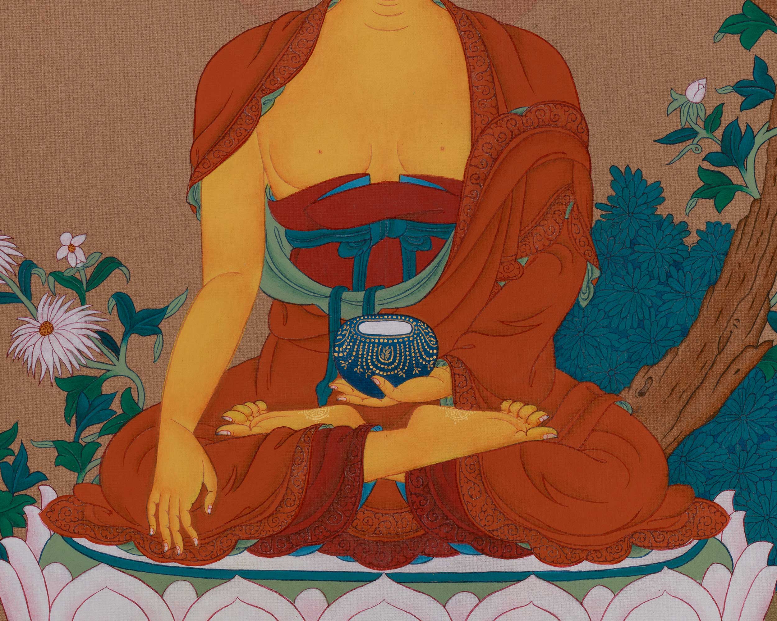 Sacred Shakyamuni Buddha Thangka | Enlightened Teacher | Sage Of Shakya Clan