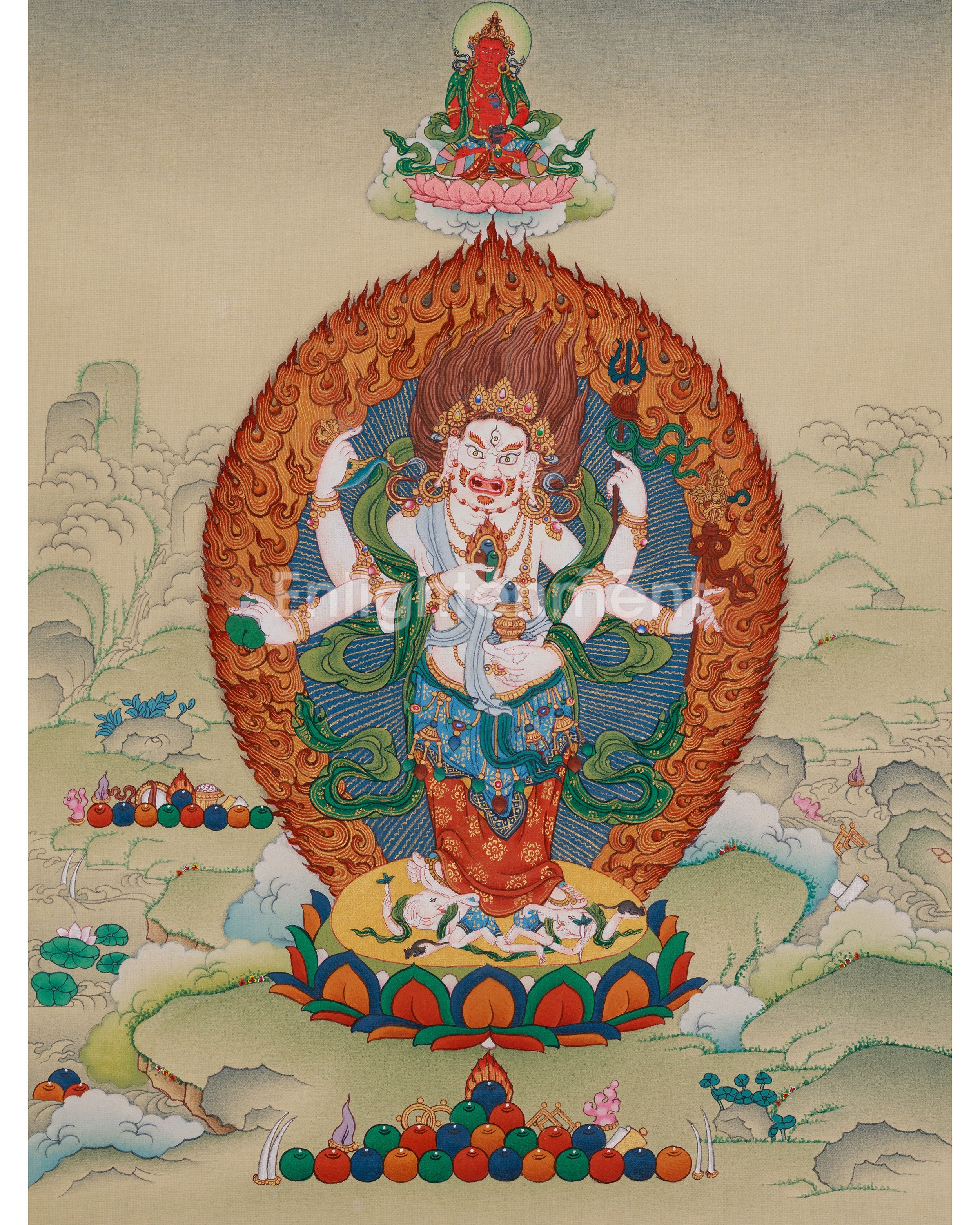 Protector Deity White Mahakala Thangka 