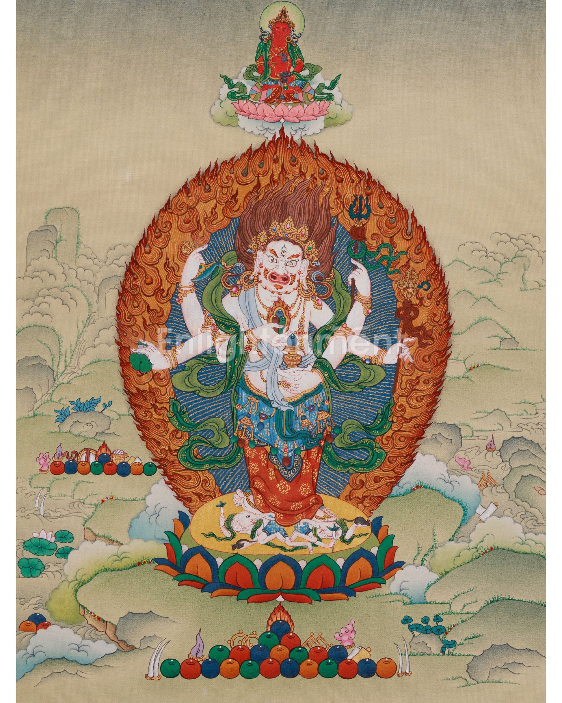 Protector Deity White Mahakala Thangka 
