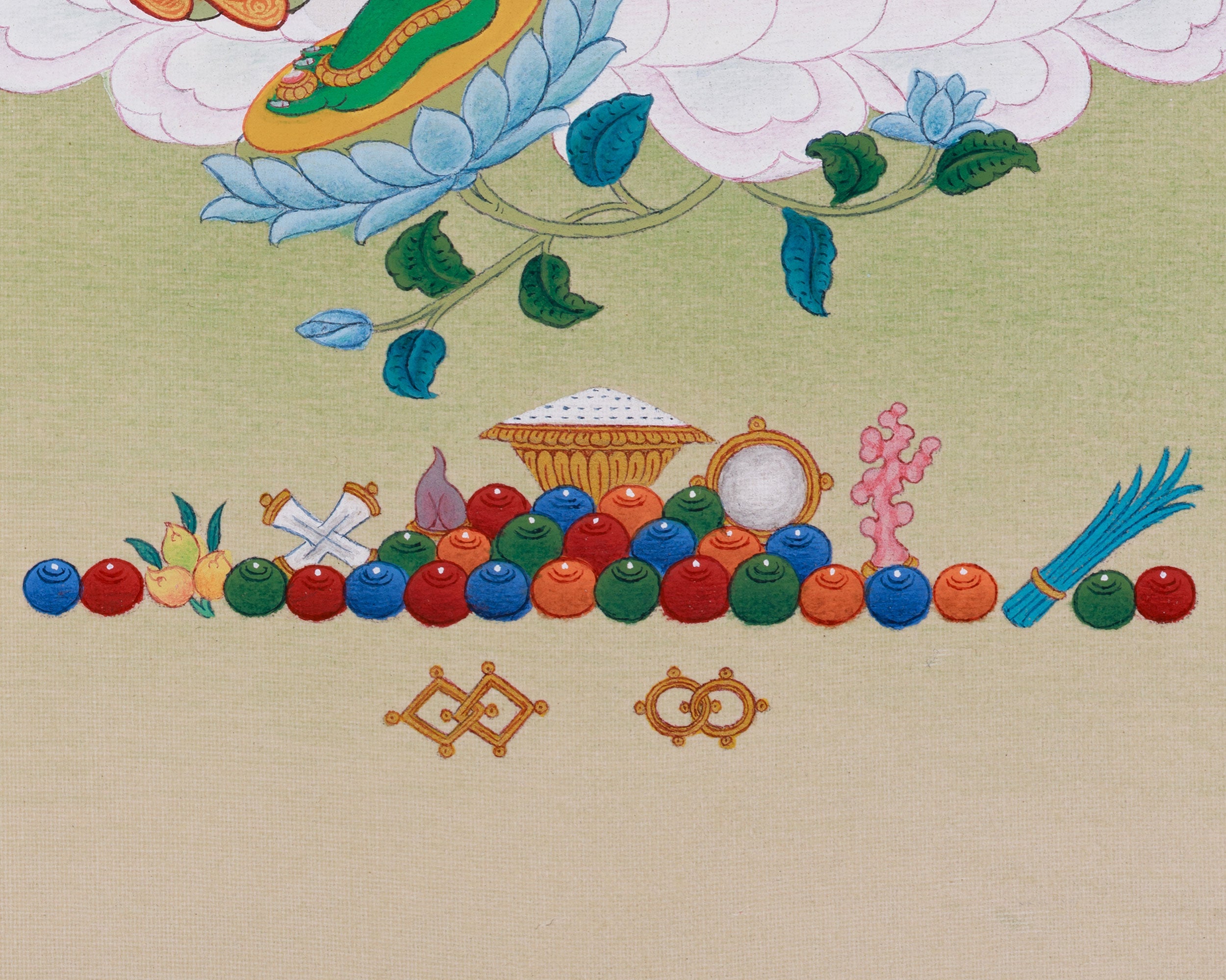 33 cm Green Tara Painting | Tibetan Goddess of Swift Protection