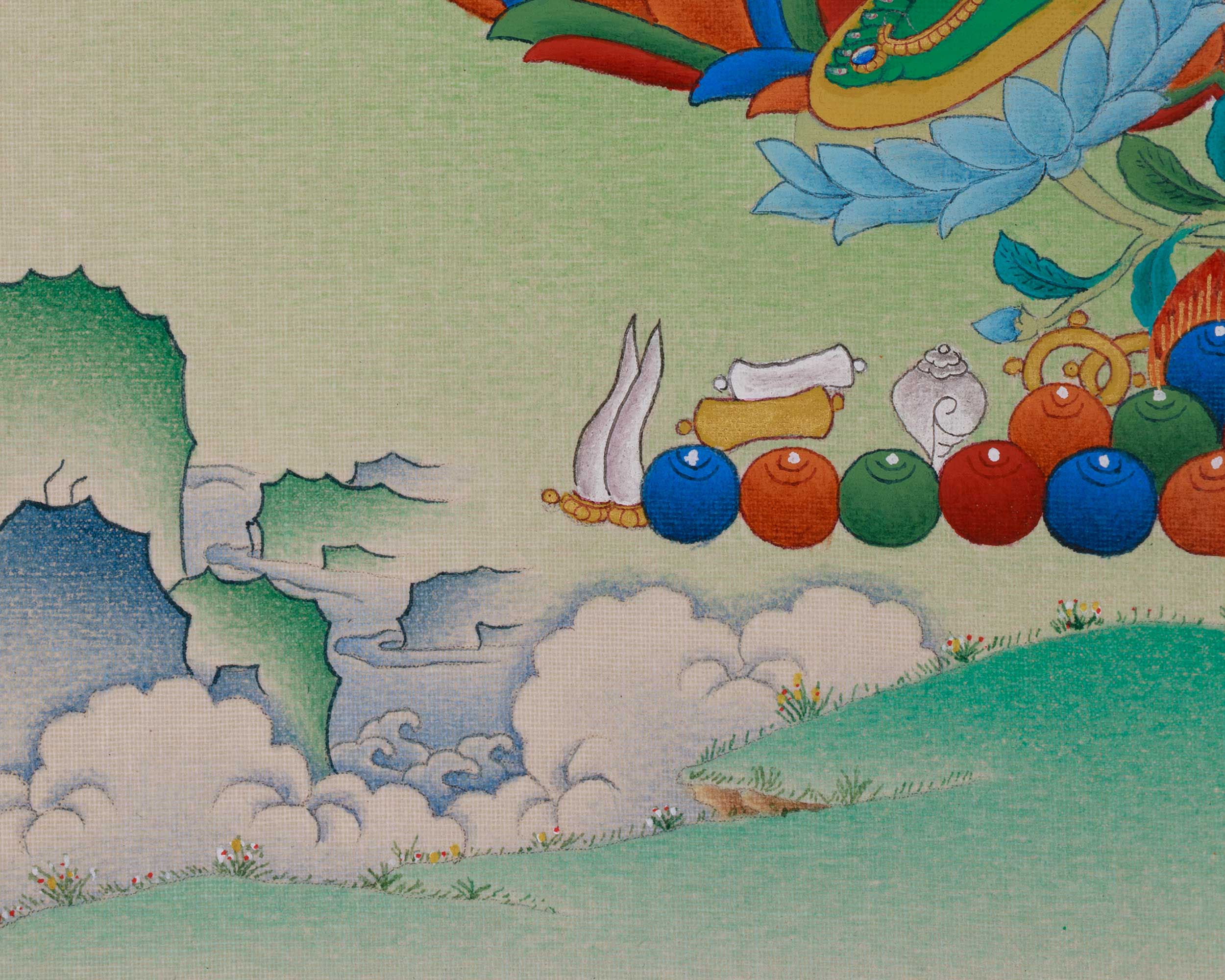 Himalayan Artwork of Green Tara | Symbolizing Compassion, Protection and Enlightened Blessings