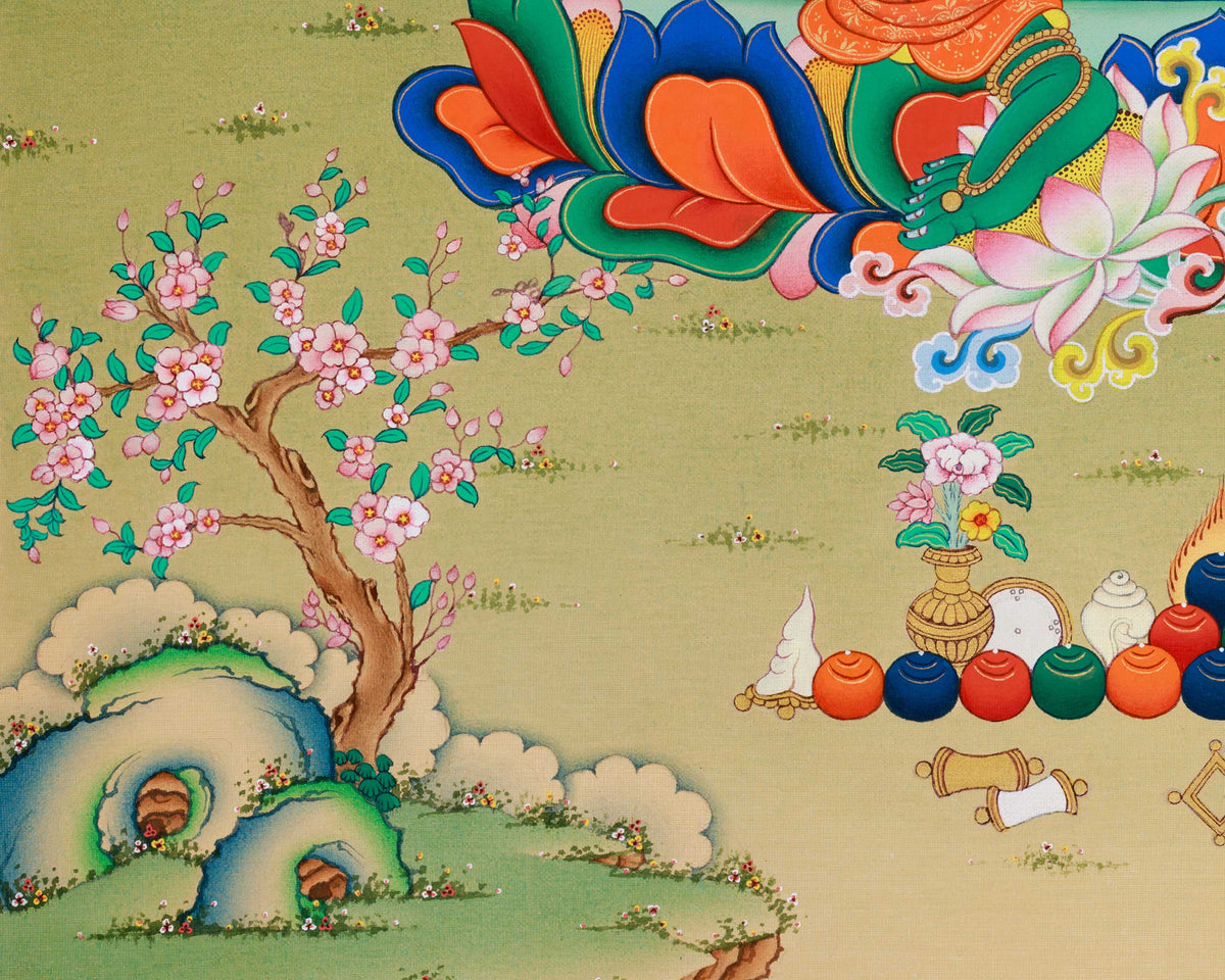 Goddess Green Tara Thangka Print | Guardian of Liberation | Arya Tara For Wall Decoration