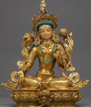 Green Tara Golden Statue 