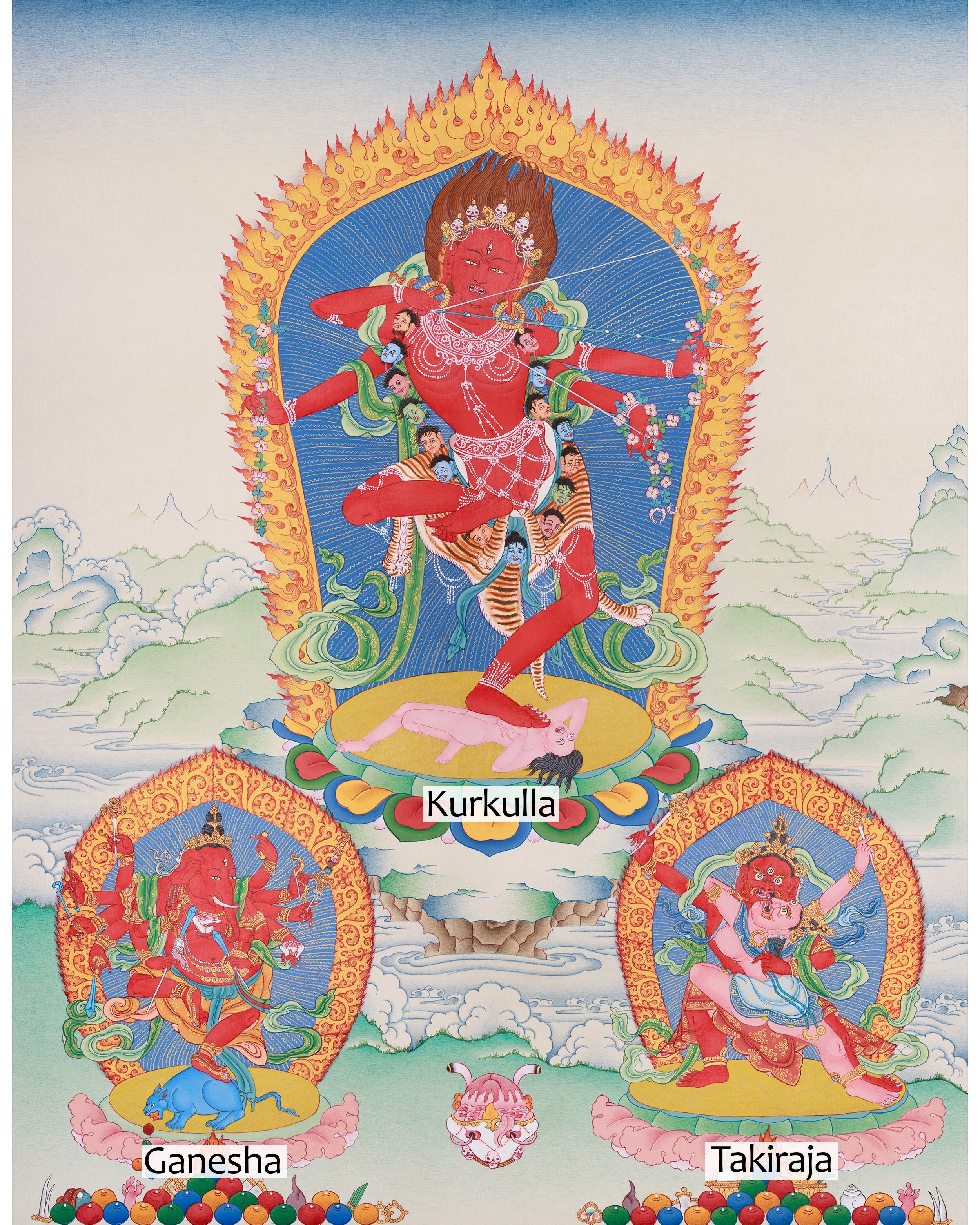 Kurkulla With Ganesha and Takiraja | The Divine Trio of Wisdom, Prosperity, and Spiritual Protection