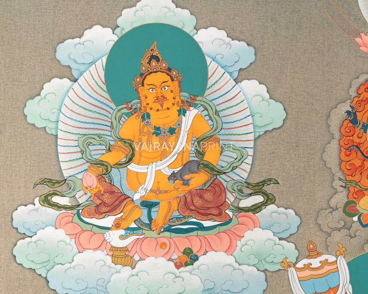5 Jambhala Thangka Print | Buddhist Wealth Deity, Dzambhala | Artwork for Prosperity and Success
