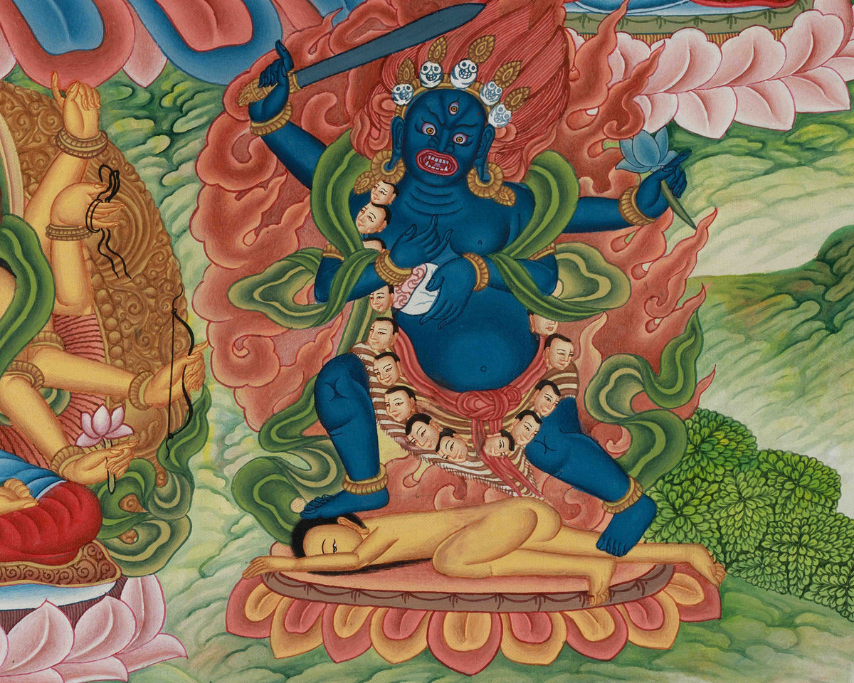 Deity of Wealth, Yellow Dzambhala | Guardian of Prosperity on Cotton Canvas