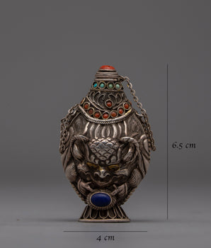 Traditional Tibetan Snuff Bottle | Silver Craftsmanship for Spiritual Essence