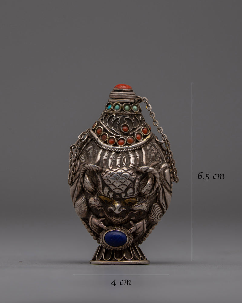 Traditional Tibetan Snuff Bottle | Silver Craftsmanship for Spiritual Essence