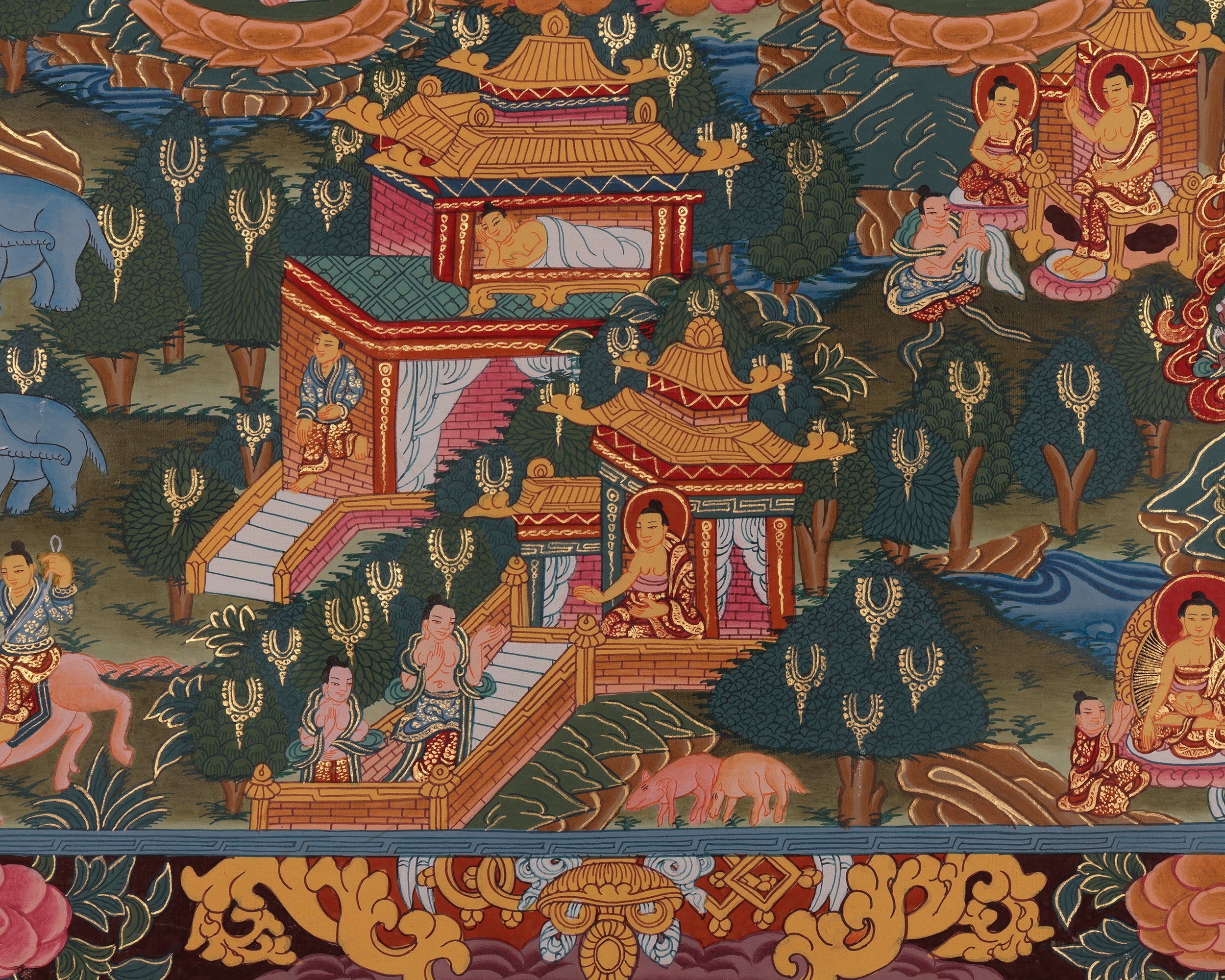 Sacred Buddha Life Story Artwork | Traditional Journey of Shakyamuni Buddha’s Enlightenment