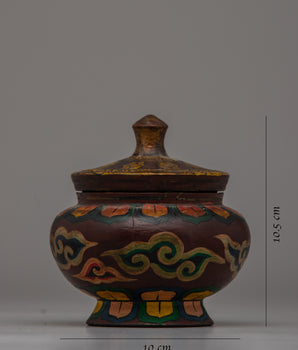 Buddhist Decorative Pot | Handcrafted Wooden Pot for Sacred Spaces and Rituals