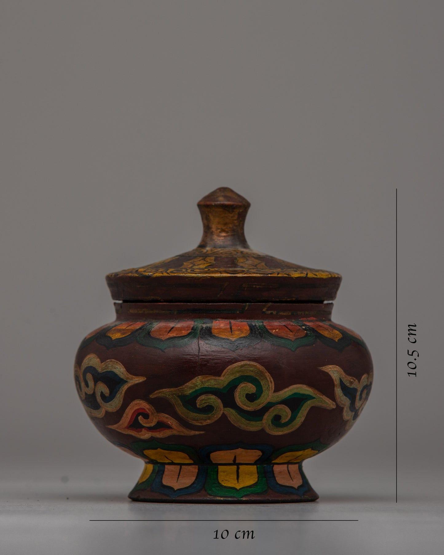 Buddhist Decorative Pot | Handcrafted Wooden Pot for Sacred Spaces and Rituals